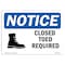 Signmission OSHA Sign, Closed Toed Shoes Required With, 14in X 10in Rigid Plastic, 14" W, 10" H, Landscape OS-NS-P-1014-L-10687 - alternate 1